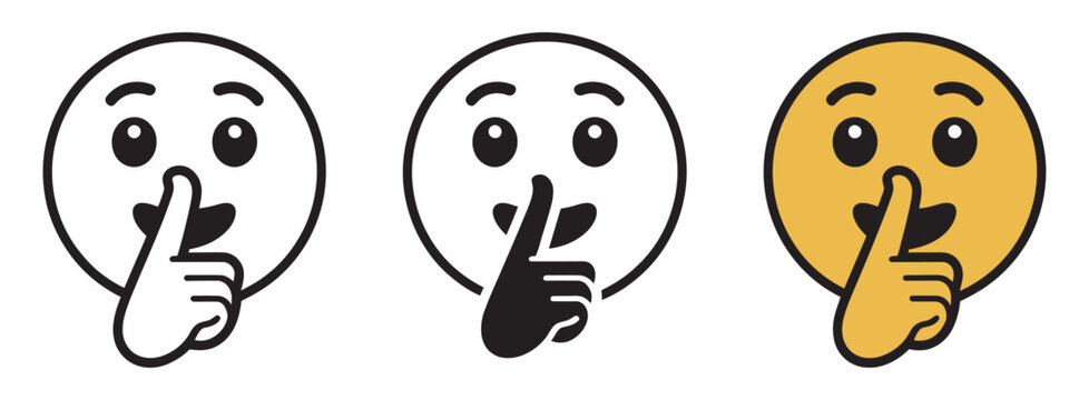 Shush Emoji Vector Graphic Illustration, silence icon set, quiet and hush symbols, keep secret emoji, editable vector illustration for digital use