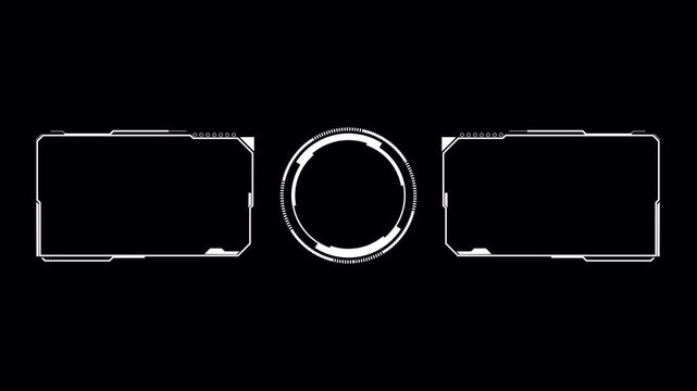 Futuristic HUD End Screen YouTube Transparent Background with Dual Side Panels and Central Circular Interface, Subscribe Button, Thank You for Watching, 4K