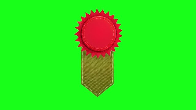 a red and gold award ribbon on a green background for recognition or achievement