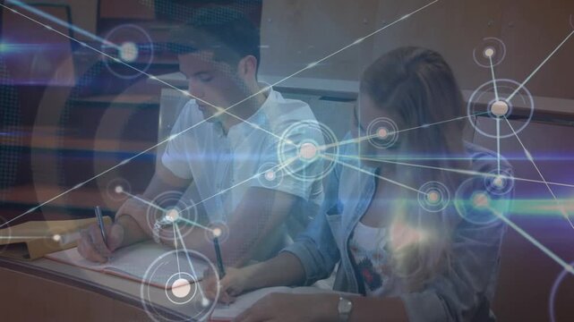 Animation of network of connections over diverse students at university