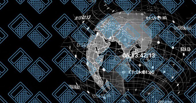 A blue calculator icon is shown on a black background