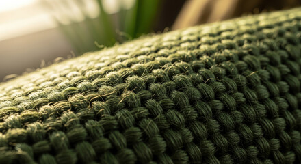 Fototapeta premium Green Textured Fabric Close-Up with Natural Light