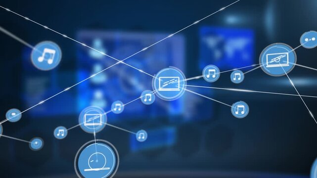 Network of profile icons against network of connections and network of unk network