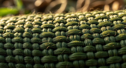 Fototapeta premium Handwoven Green Natural Fiber Texture