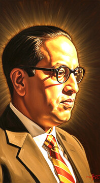 Dr. B. R. Ambedkar Featuring a Bold Red Abstract Background Representing Revolution, Equality, and Empowerment Through Education