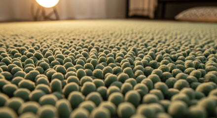 Obraz premium Close-Up of Soft Textured Green Rug with Warm Lighting
