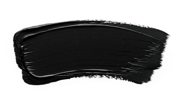 Thick Black Paint Stroke Texture on White Background.