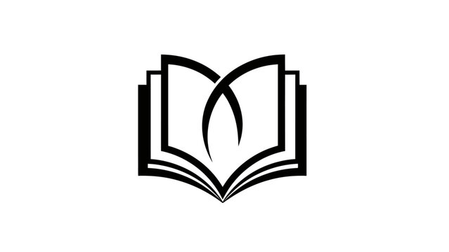Stylized open book with abstract sweeping lines forming pages