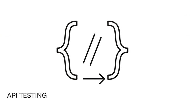 A simple diagram illustrating API testing with a curly bracket and arrow