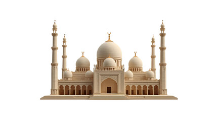 Obraz premium Ornate silver mosque architectural model isolated on transparent background isolated on a transparent background