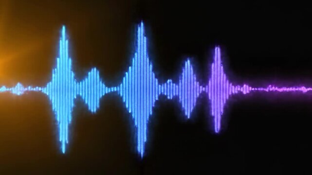 Vibrant pink and orange sound wave on a dark background, evoking a sense of music and energy.