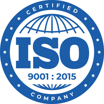 Official Blue Vector ISO 9001:2015 Certified Company Badge Isolated