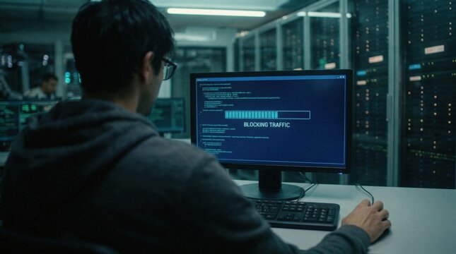 Screen Showing Blocking Network Traffic Progress Bar