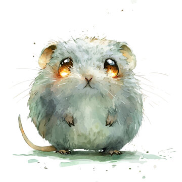 Lemming, semi-realistic fantasy look, realistic form with magic elements, watercolor artwork, isolated on white