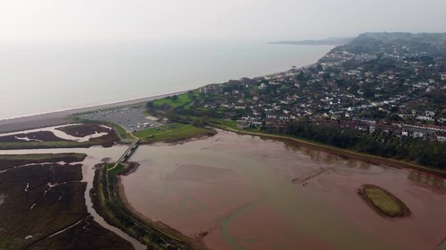 Budleigh Salterton from the air devon England uk 