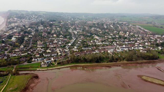 Budleigh Salterton from the air devon England uk 
