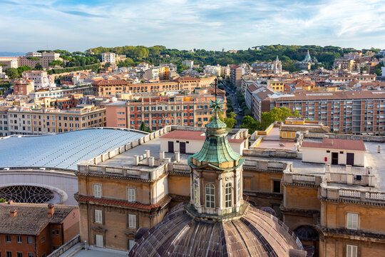 Rome cityscape to south seen from St. Peter's basilica top, Italy