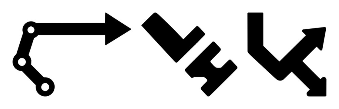 Git merge icon set with solid black arrow icon crisp edges on clean white background featuring git, branch, merge with vector and line art