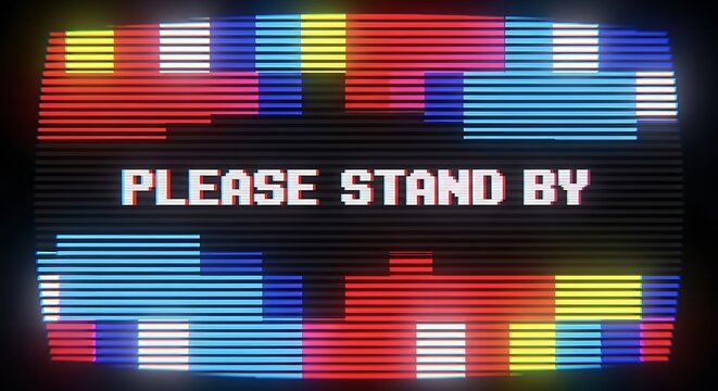 Please stand by screen with retro tv static.