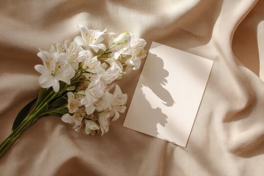 Gentle condolence card featuring lilies and understated design