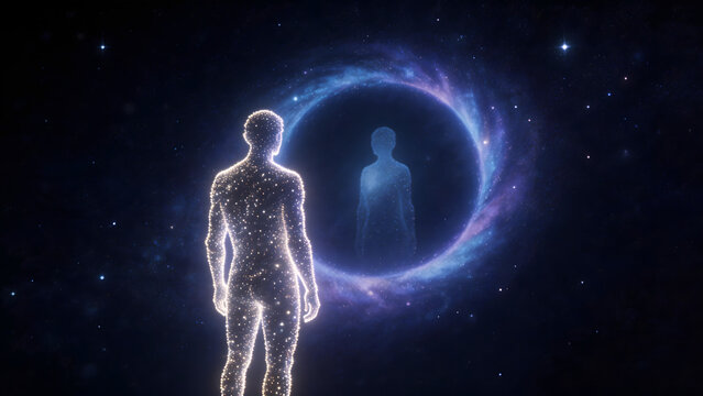 Human figure in cosmic space