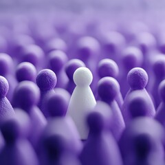 Obraz premium White figure in a purple crowd