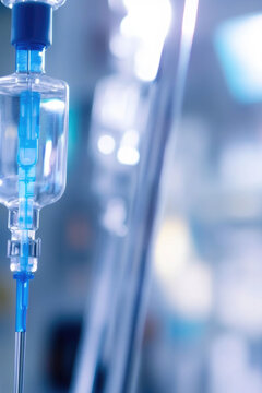 A close-up view of an intravenous glucose (IVG) solution bag in a hospital room, often used for patient care and treatment