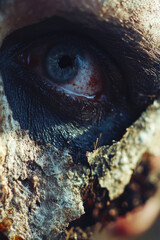 Obraz premium A detailed view of a person's face and eyes, ideal for use in portraits or medical contexts