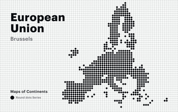 European Union Map and Brussels Capital in Dotted Style