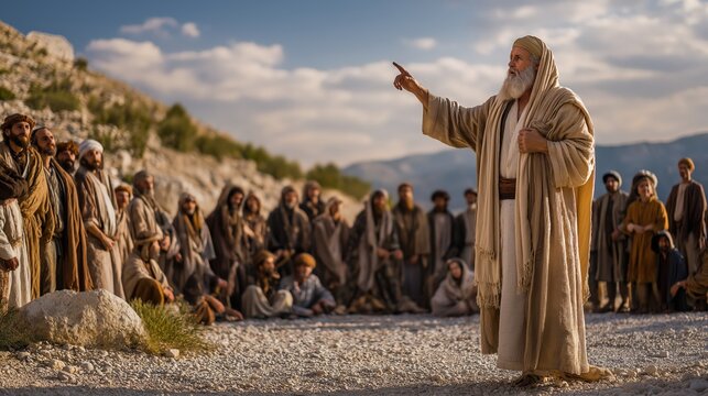 Moses reminding Israel of God&rsquo;s discipline in the wilderness, calling the people to humility and gratitude as they reflect on their journey in the biblical account from Deuteronomy.