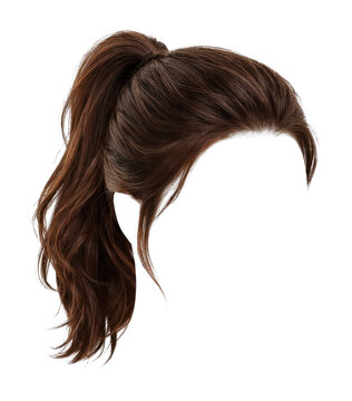 PNG Realistic brown ponytail hairstyle