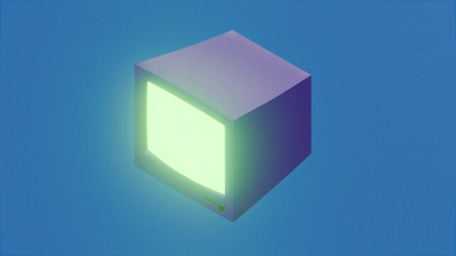 animated 3d desktop computer monitor on solid background