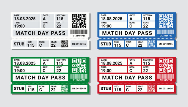 Minimalist Modern Sport Event Ticket Template Clean Vector Layout