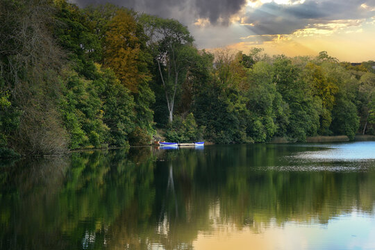 sunset over the lake