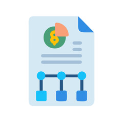 Fototapeta premium Flat Vector Illustration of a Financial Report with Charts and Graphs on Paper