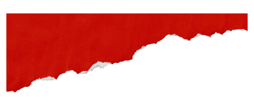 Torn or ripped red paper isolated on transparent png background,realistic torn red paper edges,Torn Paper christmas frame effect mockup