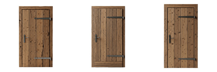 Rustic Wooden Barn Door Set Vintage Farmhouse Timber Doors with Iron Hinges PNG © botan