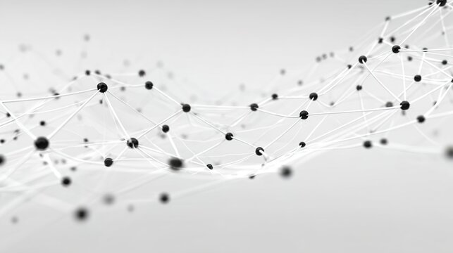 Abstract Network of Interconnected Nodes: A visually compelling abstract rendering of a network comprised of interconnected nodes, forming a dynamic web of data transfer and communication.