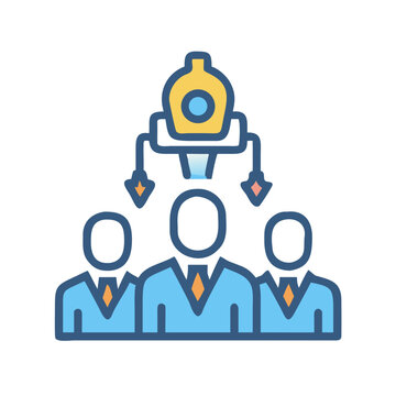 Team empowerment illustrated with a central idea flowing down to team members