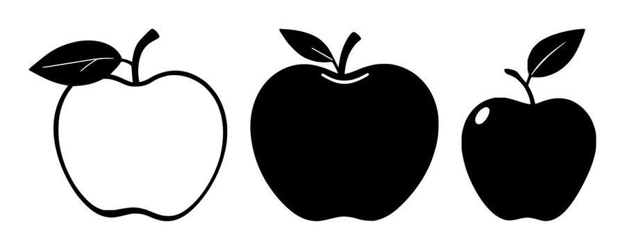 Apple teacher icon set with solid black outline on white background featuring teacher symbol, education, apple icon with educational and teaching elements