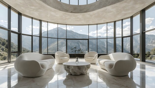 Modern Boardroom With Panoramic Windows High Resolution Photo