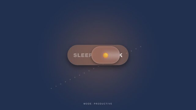 Modern 3D 4K Seamless Loop UI Toggle Switch between Sleep and Work Modes with Moon and Sun Icons for Productivity and Time Management Concepts