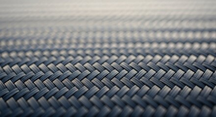 Fototapeta premium Close-up of woven blue fabric texture in soft focus