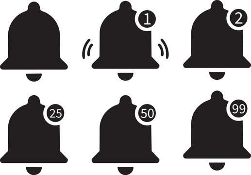 Notification Icons: An array of sleek, minimalist notification icons representing various alert states, from an empty state to a collection of unseen messages.