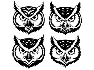 Obraz premium angry owl head vector illustration