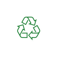 Obraz premium Green recycling symbol with arrows.