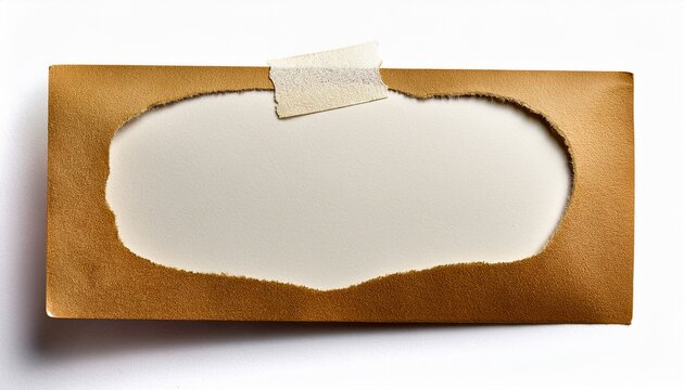 deckle edge photo frame with piece of paper on white background