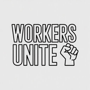 Fist raised graphic with workers unite text message Vector, illustration