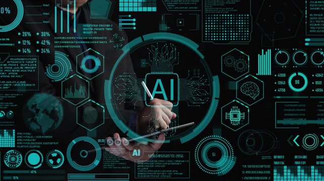 Explore a futuristic portrayal of artificial intelligence technology with interactive data visuals and insightful metrics for modern businesses and digital solutions. Cipher