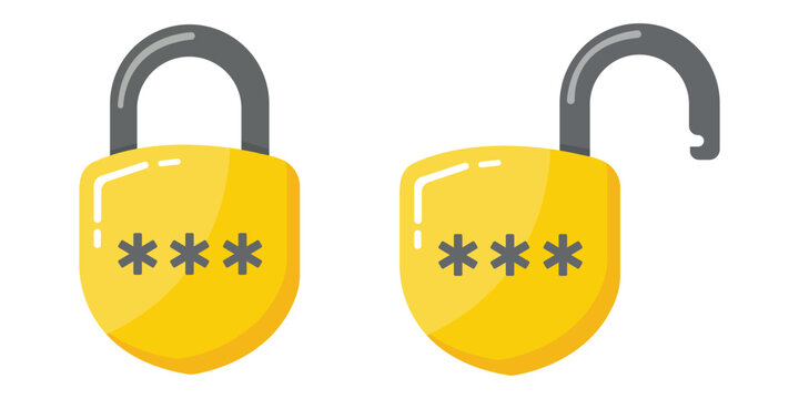 Secure Code: Two gold padlocks symbolize security and access, one locked with a coded key and the other unlocked, representing either protection or vulnerability